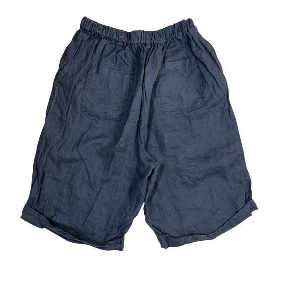 Aeneontrue Linen Wide Leg Shorts Gray Relaxed Fit Minimalist Summer L - Picture 2 of 6